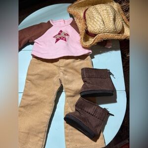 American girl horse back riding outfit with hat and boots